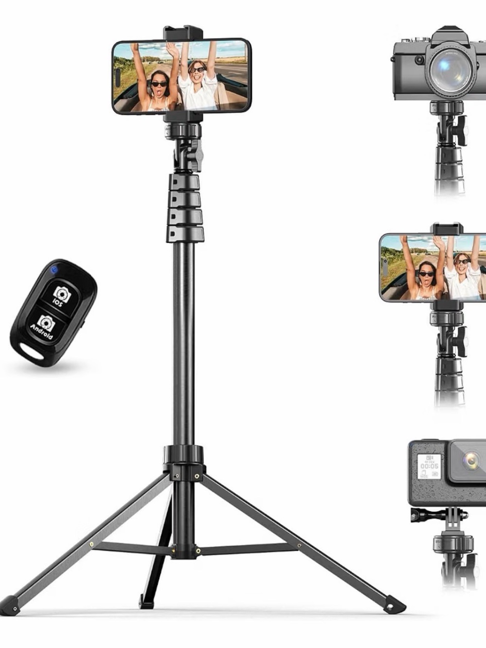 Universal Black Travel Tripod & Selfie Stick with Bluetooth Remote